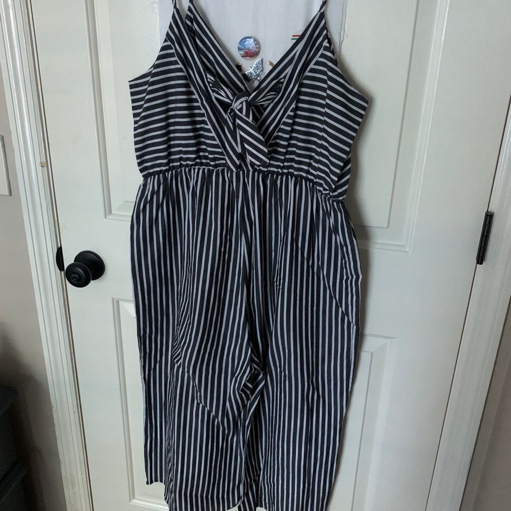 Cropped wide leg romper